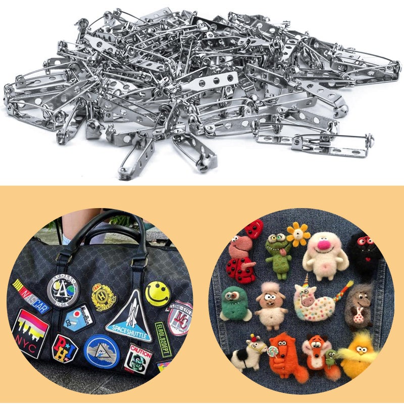 STARVAST 200 Pcs Silver Tone Brooch Pin Backs Clasp 1 Inch Bar Pins Findings 3 Holes Safety Pins for Badge Insignia, Citation Bars, Making Corsage, Name Tags, Toy Pins and Jewelry Making by STARVAST - Image 2